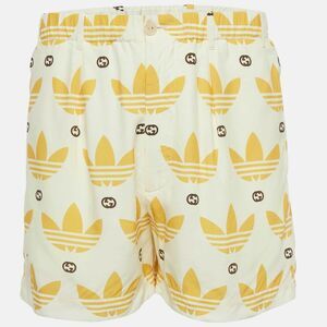 Gucci X Adidas Cream/yellow Monogram Print Viscose Shorts S